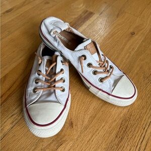 Converse White and Brown Casual Slip On Elastic Backed Sneakers in Size 8